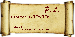 Platzer Lázár névjegykártya